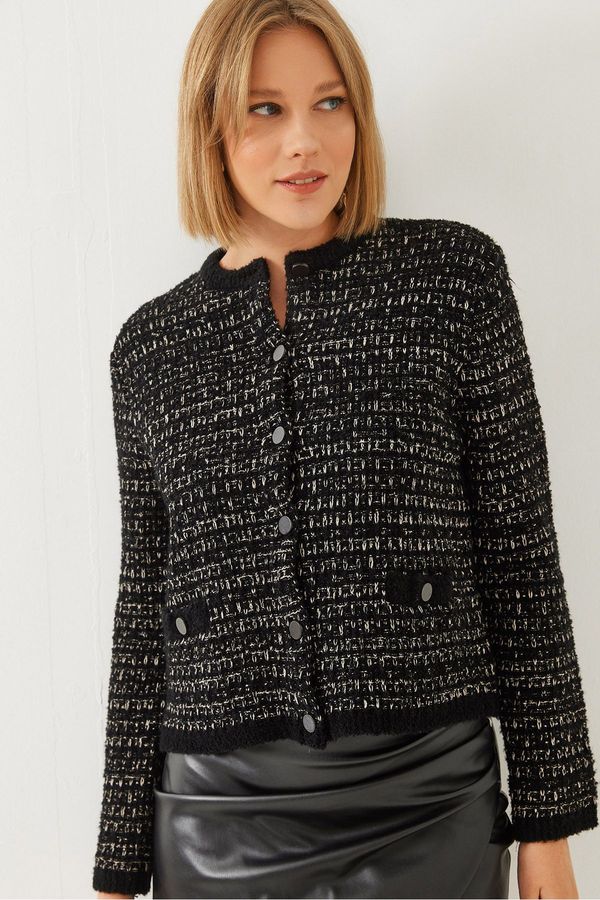 Bianco Lucci Bianco Lucci Women's Patterned Pocket Knitwear Cardigan