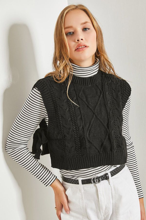 Bianco Lucci Bianco Lucci Women's Patterned Side Tie Knitwear Vest