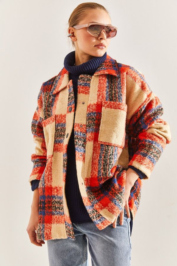Bianco Lucci Bianco Lucci Women's Plaid Patterned Jacket