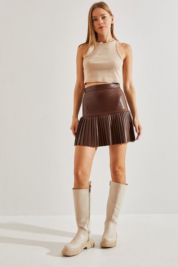 Bianco Lucci Bianco Lucci Women's Pleated Leather Skirt