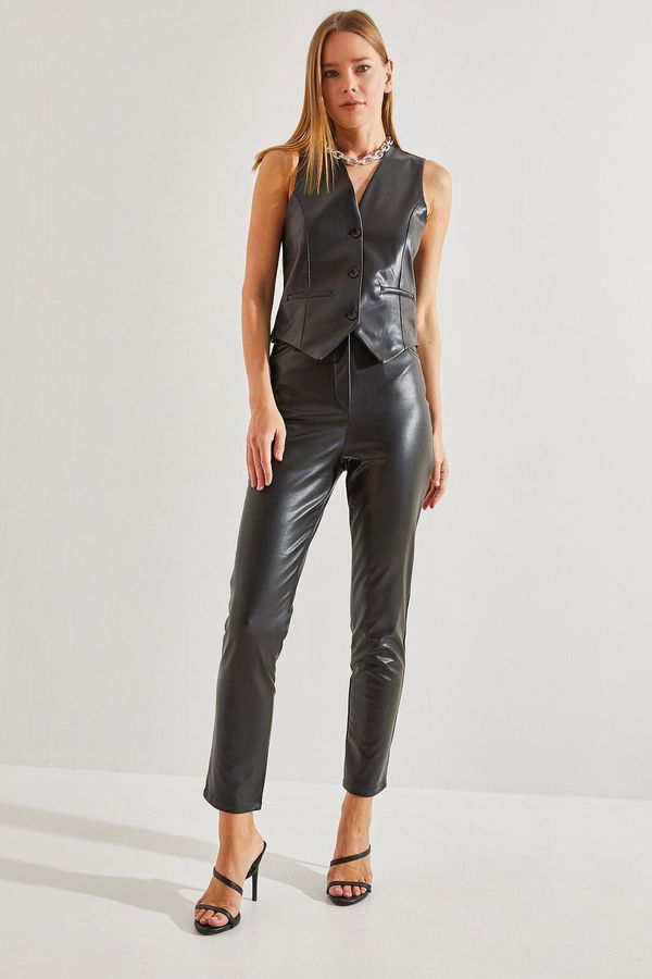 Bianco Lucci Bianco Lucci Women's Pocketed Leather Pants