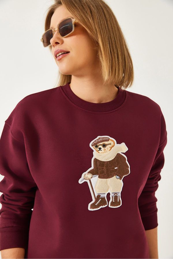 Bianco Lucci Bianco Lucci Women's Printed Three Thread Raised Sweatshirt