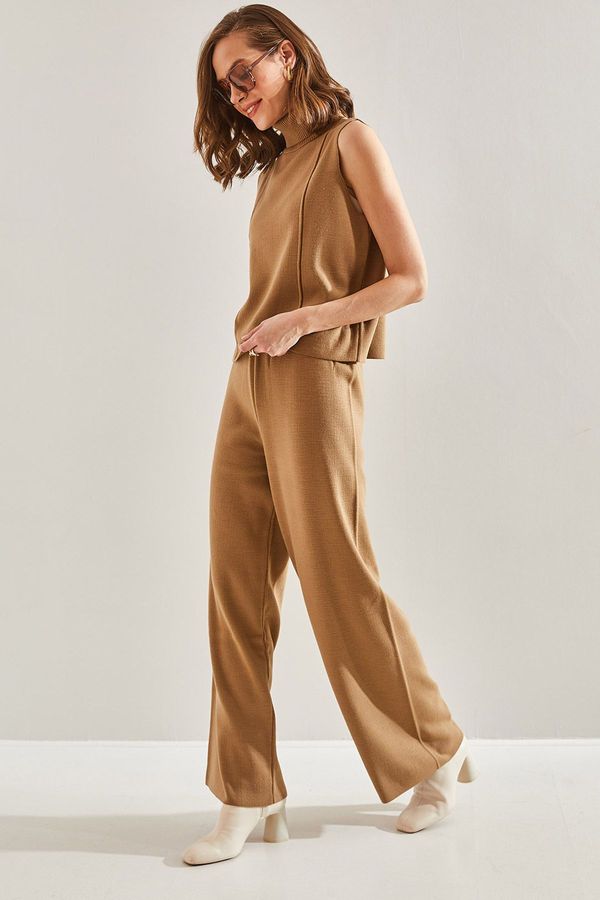 Bianco Lucci Bianco Lucci Women's Short Sleeve Blouse Knitwear Bottom Top Set