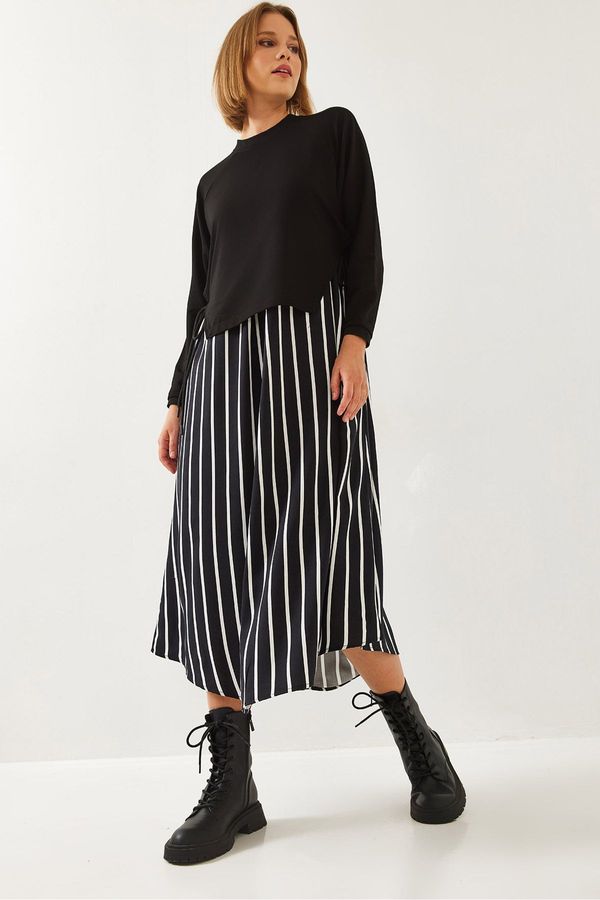 Bianco Lucci Bianco Lucci Women's Side Tie Skirt Print Long Sleeve Dress