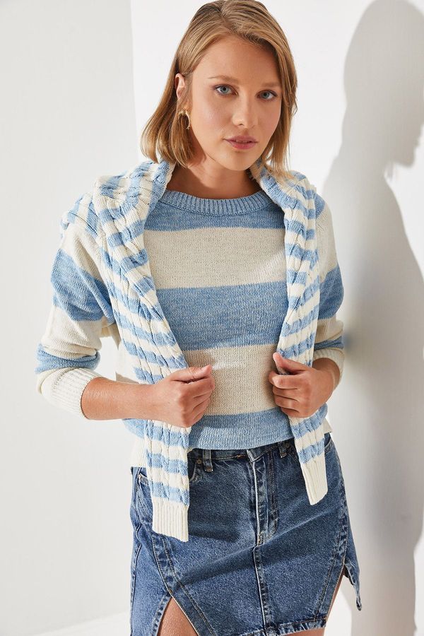 Bianco Lucci Bianco Lucci Women's Striped Sweater Raglan