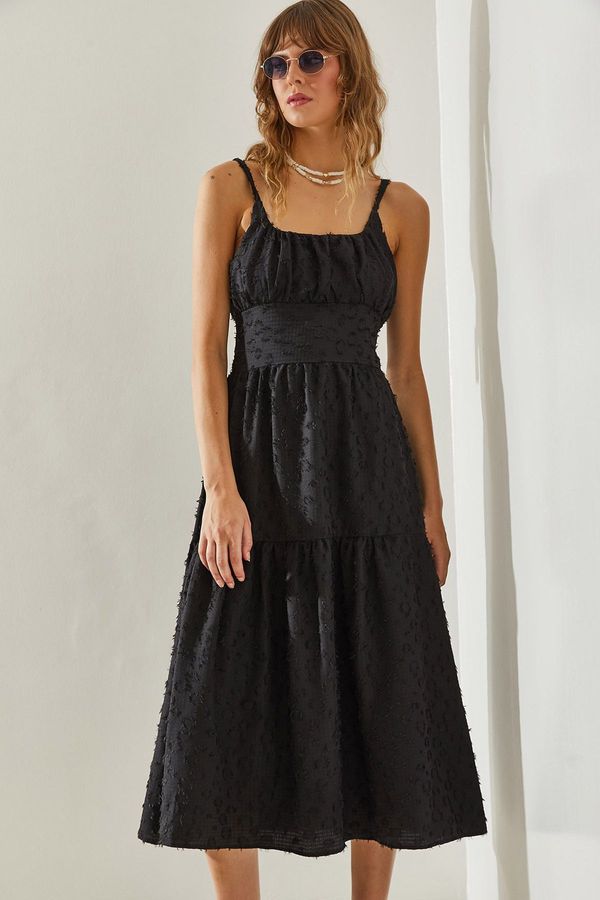 Bianco Lucci Bianco Lucci Women's Thin Printed Strap Layered Woven 5616 Dress