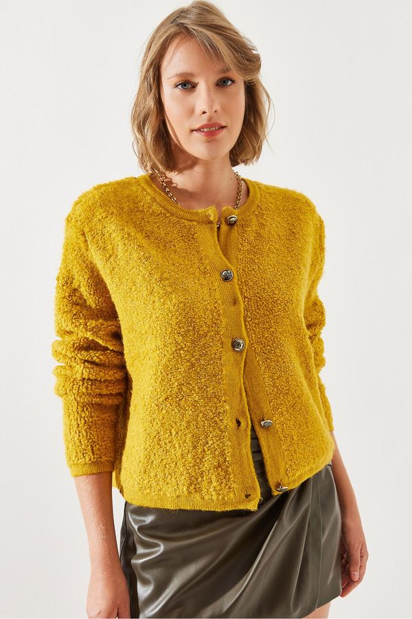 Bianco Lucci Bianco Lucci Women's Towel Patterned Buttoned Cardigan