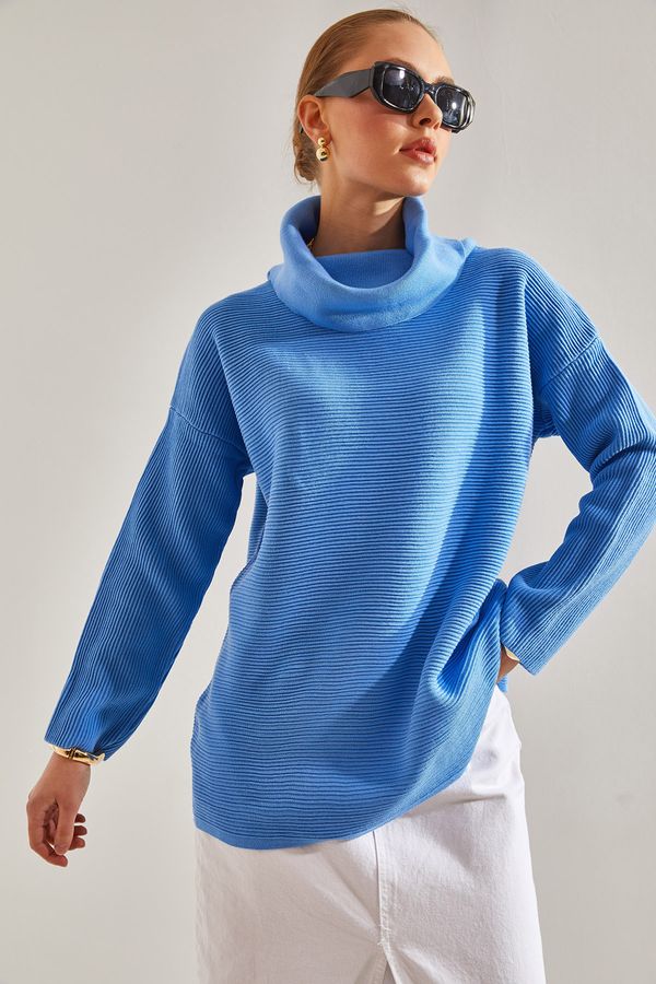 Bianco Lucci Bianco Lucci Women's Turtleneck Ottoman Knit Oversize Knitwear Sweater