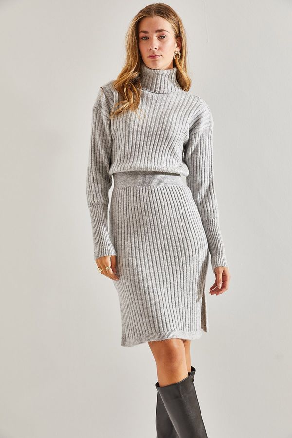 Bianco Lucci Bianco Lucci Women's Turtleneck Sweater Elastic Waist Dress