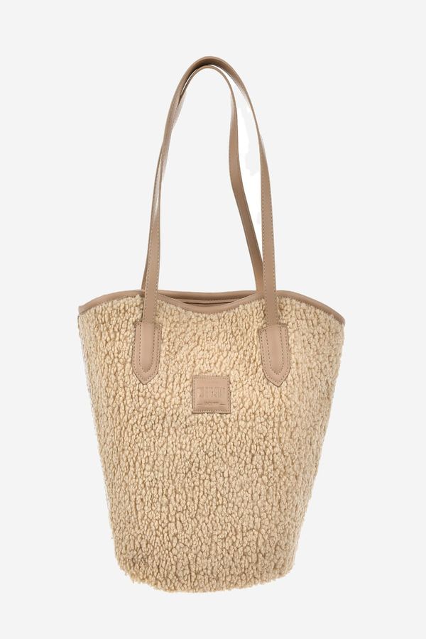 BIG STAR SHOES Big Star beige shopper bag with sheepskin