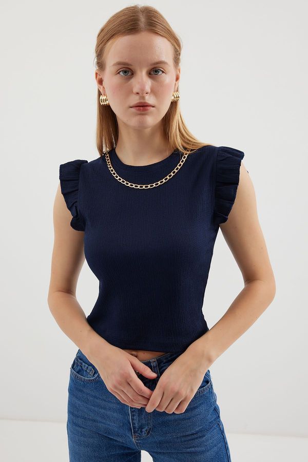 Bigdart Bigdart 0430 Knitted Blouse - Navy Blue