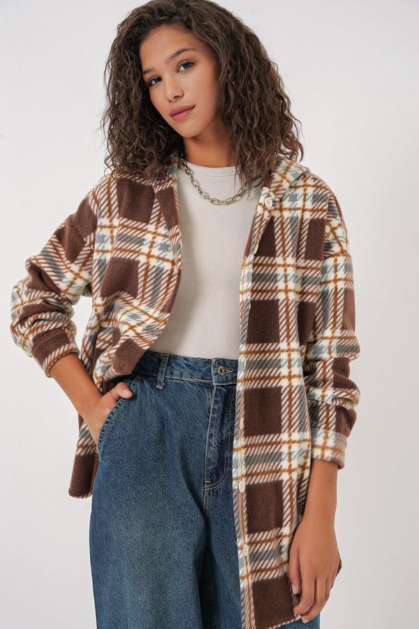 Bigdart Bigdart 0710 Oversize Hooded Shirt - C. Brown