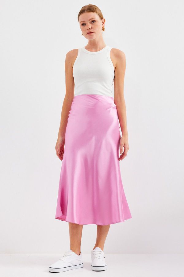 Bigdart Bigdart 15806 Satin Skirt - Pink