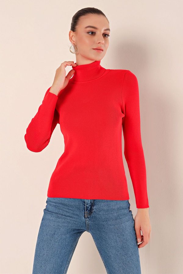 Bigdart Bigdart 15825 Turtleneck Knitwear Sweater - Red