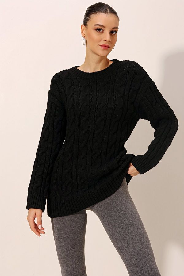 Bigdart Bigdart 15849 Thick Knit Knitwear Sweater - Black