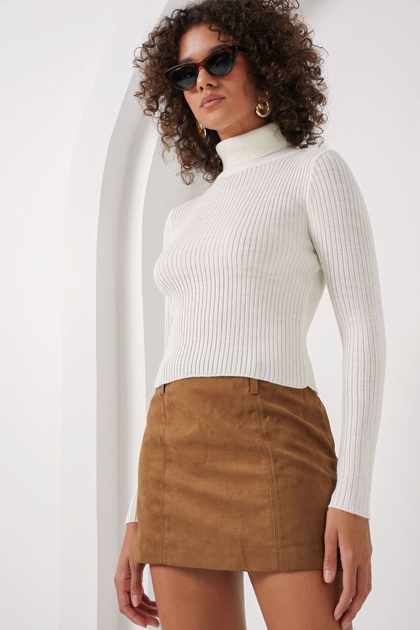 Bigdart Bigdart 15896 Turtleneck Knitwear Sweater - White