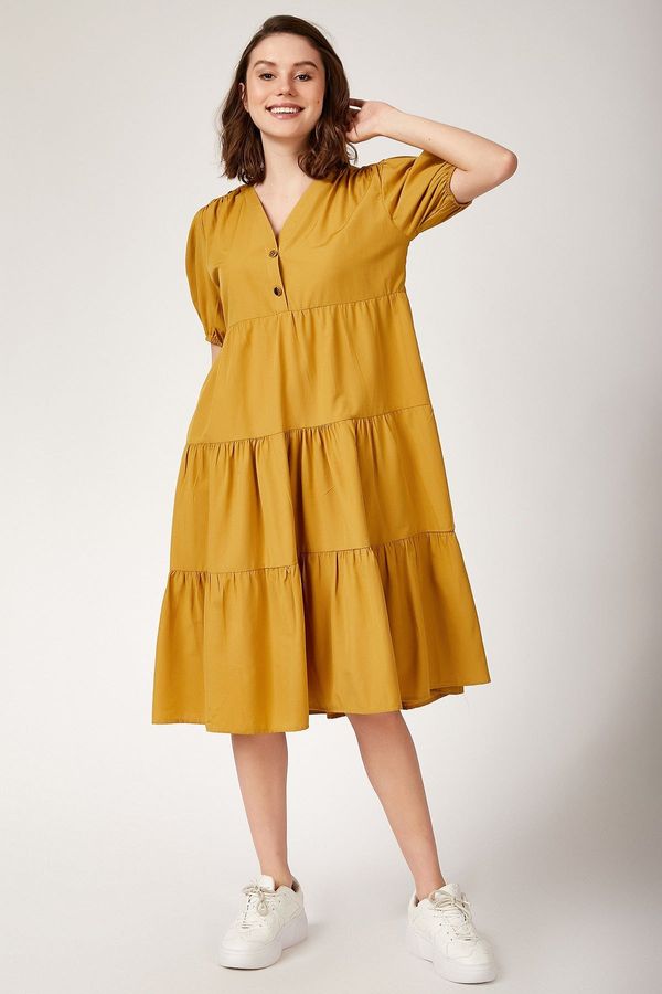 Bigdart Bigdart 1937 Watermelon Sleeve Layered Dress - Mustard