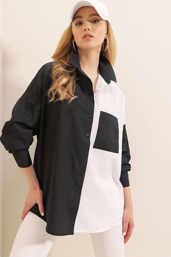 Bigdart Bigdart 20116 Color Block Shirt - Black