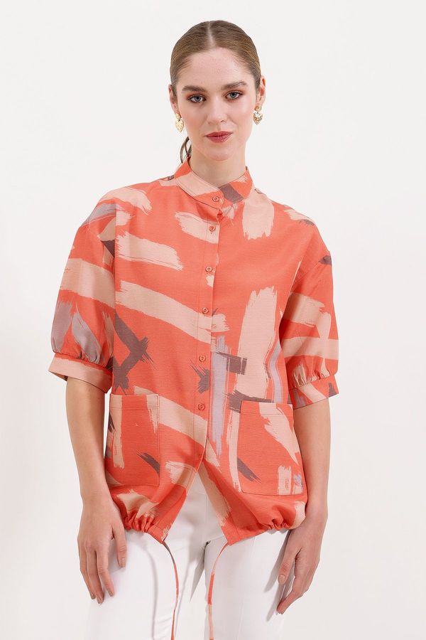 Bigdart Bigdart 20226 Patterned Oversize Shirt - Orange