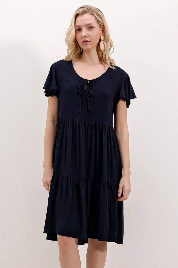 Bigdart Bigdart 2352 Short V Neck Dress - E. Navy Blue