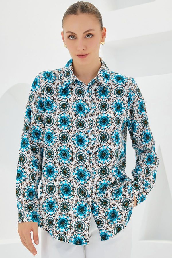 Bigdart Bigdart 3721 Graphic Patterned Shirt - B.Blue