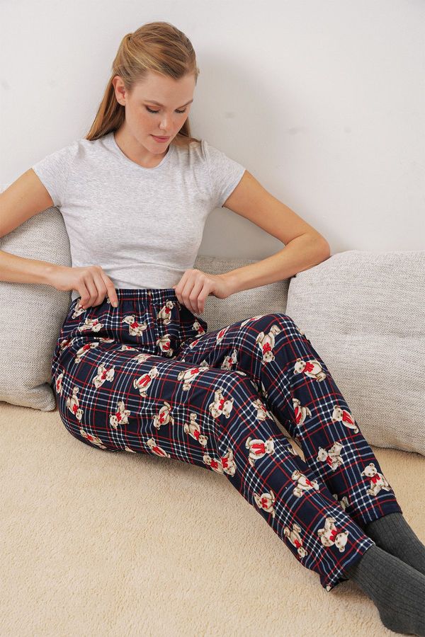 Bigdart Bigdart 4323 Patterned Pajama Bottoms - Navy Blue