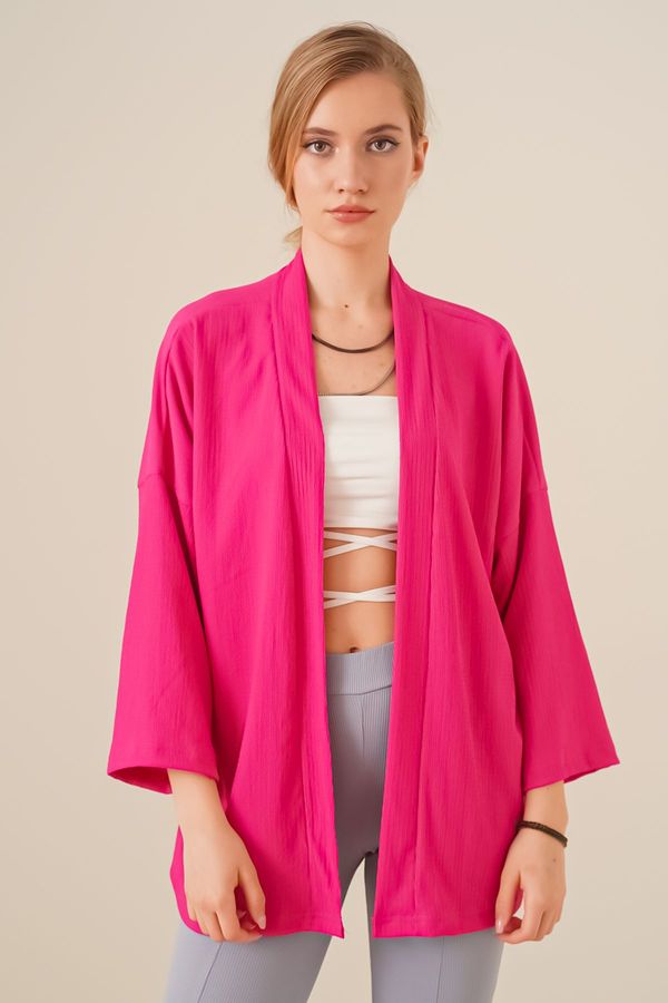 Bigdart Bigdart 5862 Knitted Kimono - Fuchsia