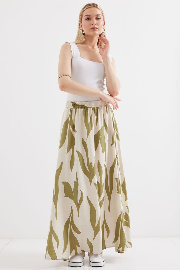 Bigdart Bigdart 8028 Patterned Long Skirt - Çağla