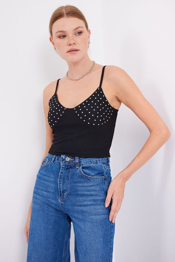 Bigdart Bigdart 918 Rope Strap Crop Top - Black