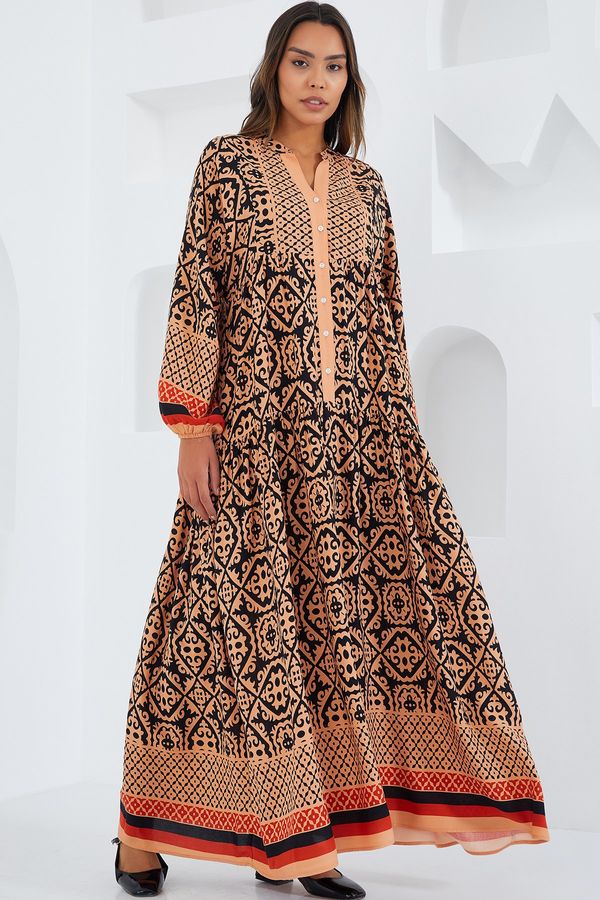 Bigdart Bigdart Women's Beige Black Viscose Hijab Dress 2423