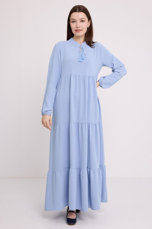 Bigdart Bigdart Women&#39;s Blue Collar Lace-Up Viscose Length Hijab Dress 1627