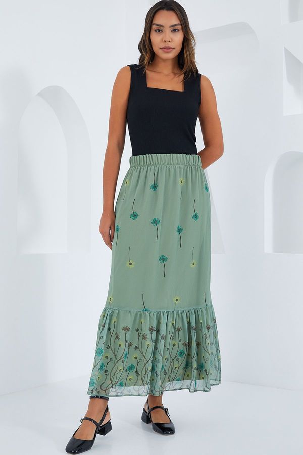 Bigdart Bigdart Women's Çağla Patterned Chiffon Skirt 8010