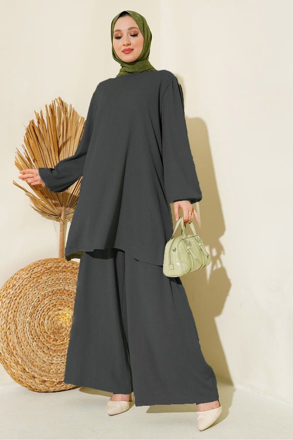 Bigdart Bigdart Women's Tunic Trousers Bottom Top Set 6663 - Anthracite