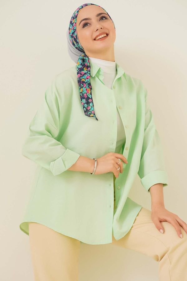 bigmerter bigmerter 103901 Oversized Basic Hijab Shirt - E.green