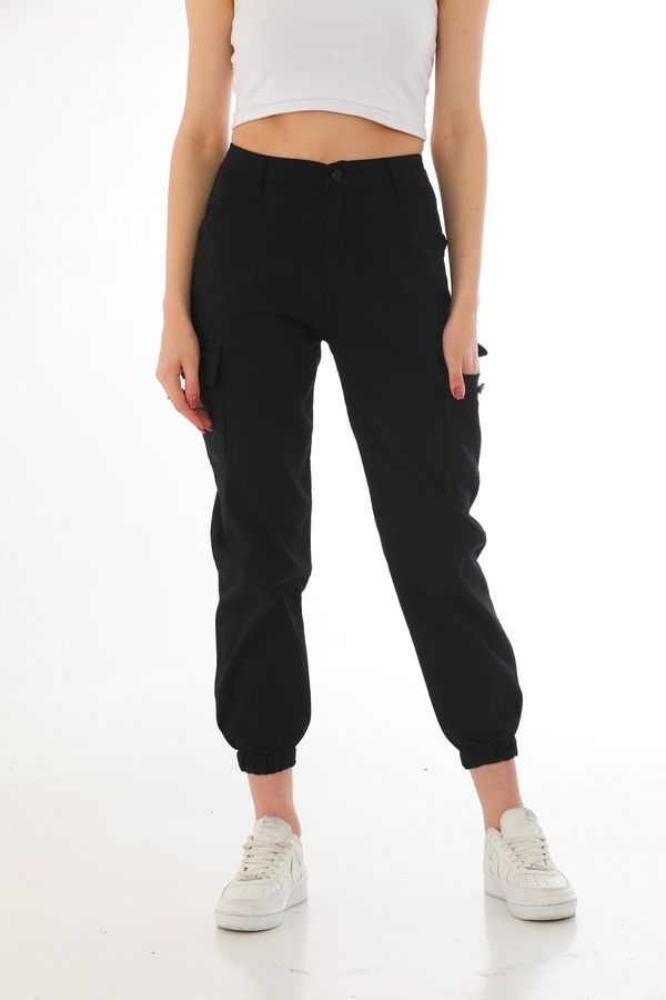 BİKELİFE BİKELİFE Black Cargo Pocket Gabardine Trousers