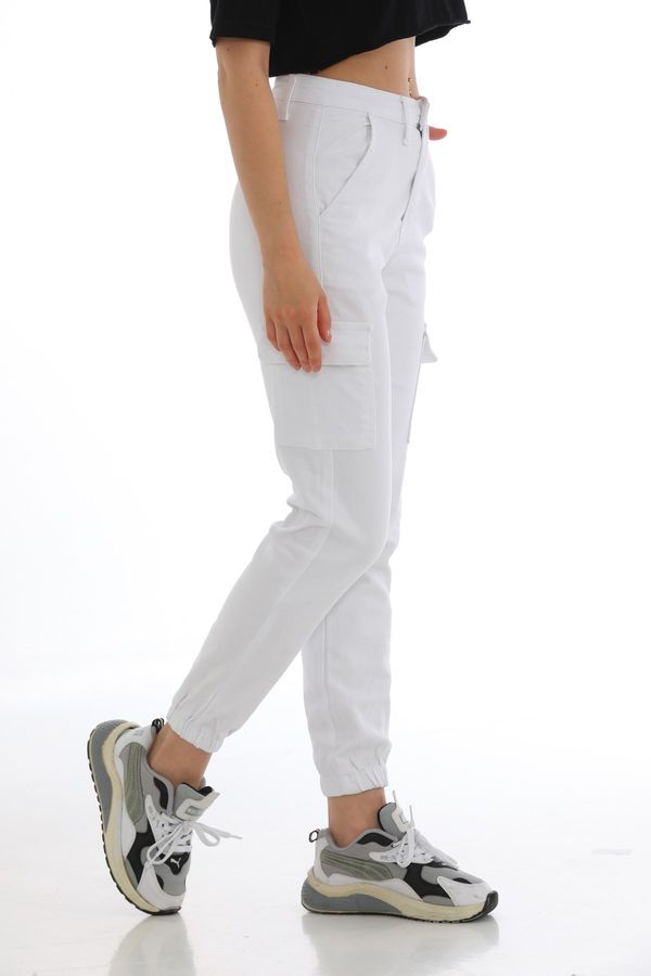 BİKELİFE BİKELİFE White Cargo Pocket Gabardine Fabric Trousers