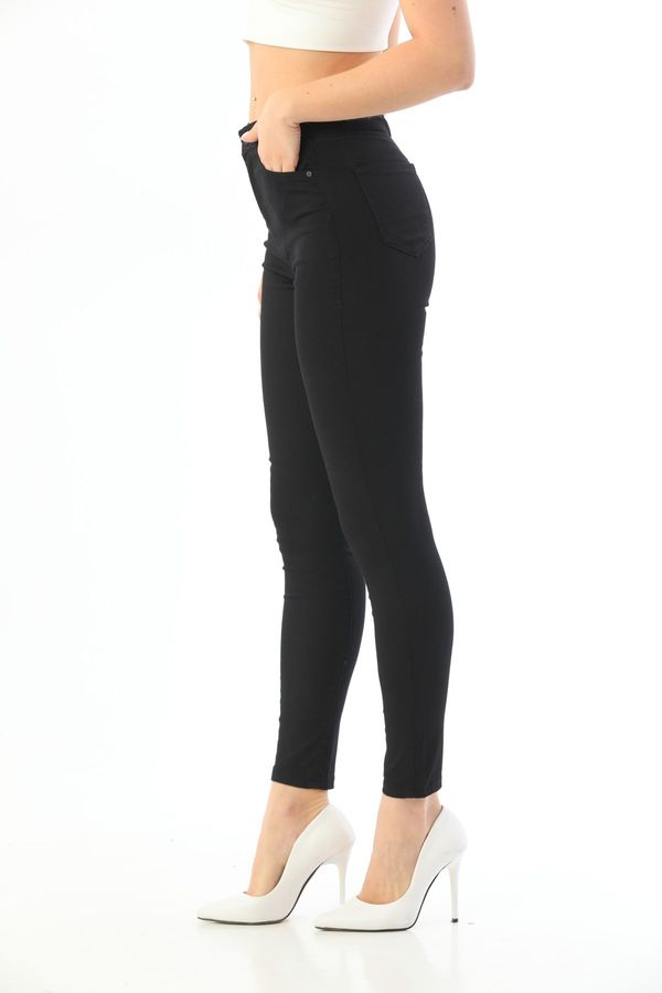 BİKELİFE BİKELİFE Women's Black High Waist Ankle Length Tight Leg Skinny Lycra Pants