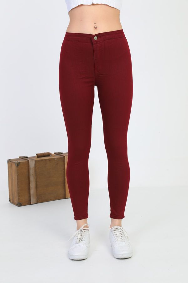BİKELİFE BİKELİFE Women's Claret Red Lycra Leggings Pants
