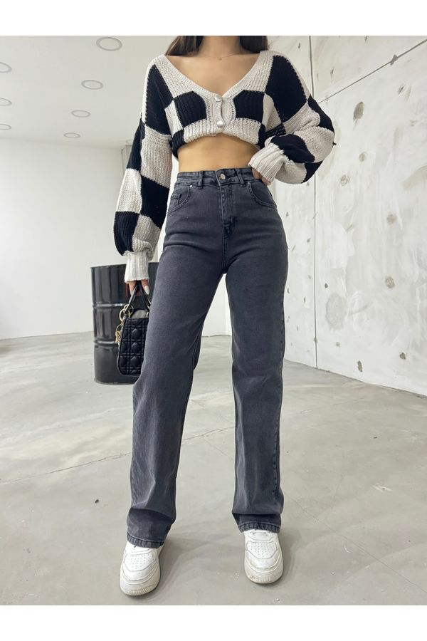 BİKELİFE BİKELİFE Women's Smoked High Waist Lycra Flexible Wide Leg Jeans