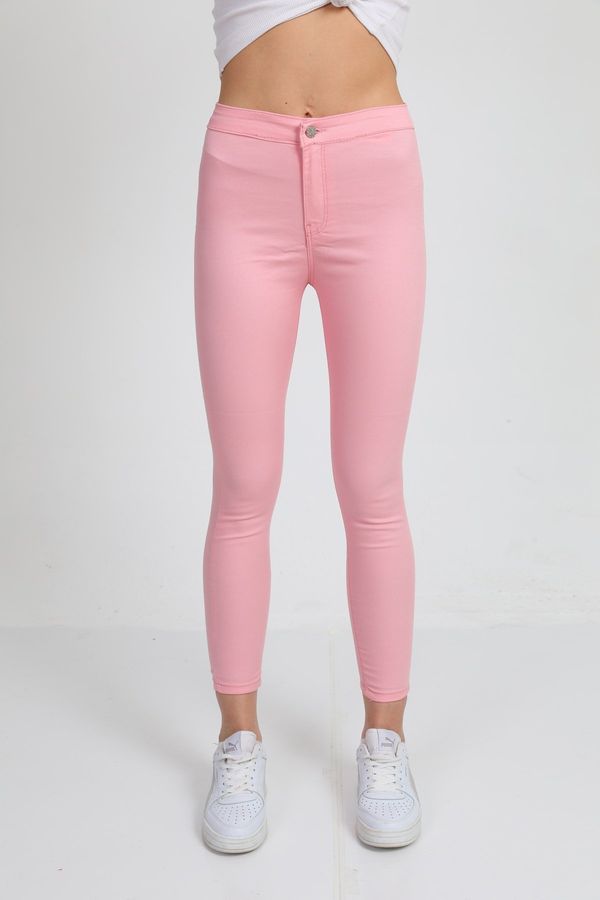 BİKELİFEJNS BİKELİFEJNS Women's Pink High Waist Lycra Leggings Pants