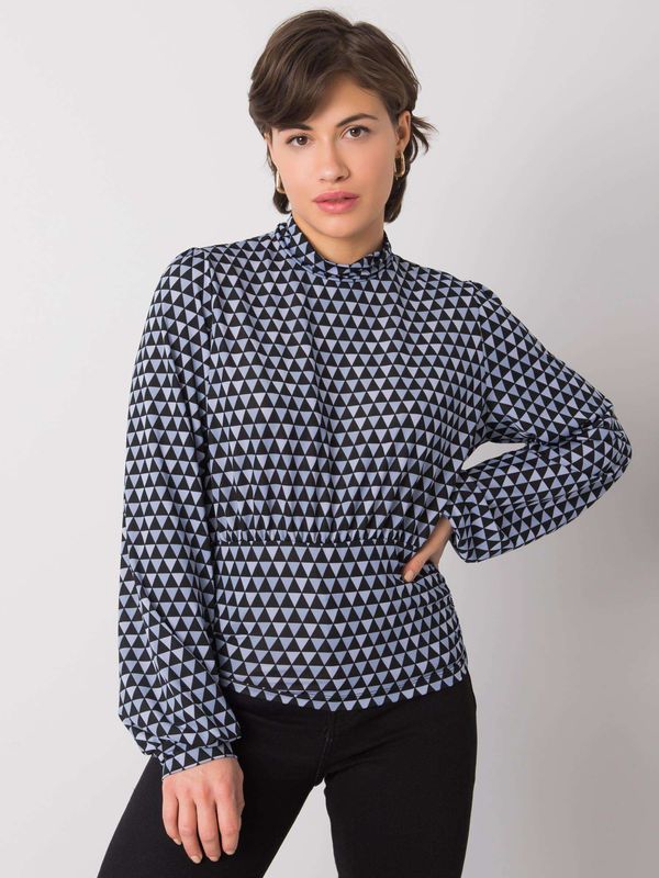 Fashionhunters Black and blue blouse with patterns Abrian RUE PARIS