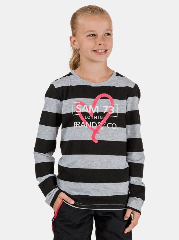 SAM73 Black and gray striped girls' T-shirt SAM 73 Hope
