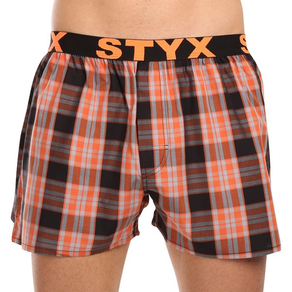 STYX Black and orange men's plaid boxer shorts Styx