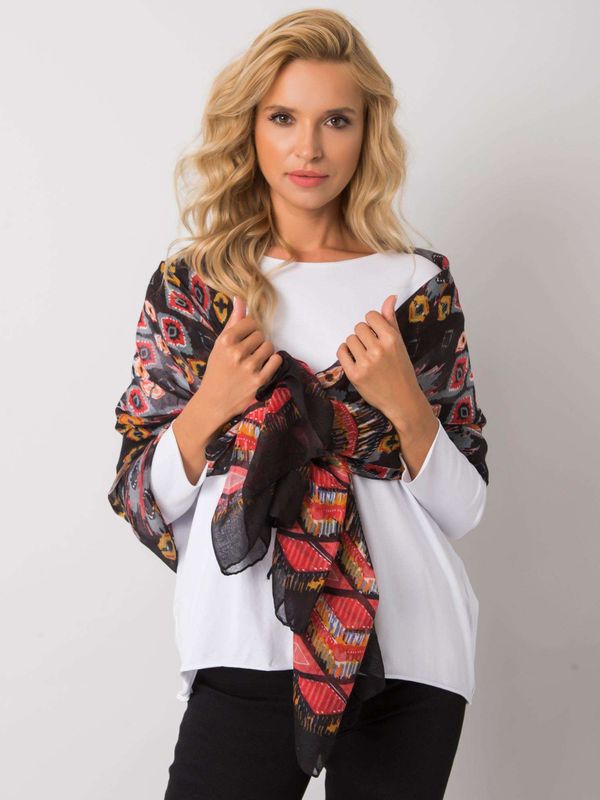 Fashionhunters Black and red scarf with ethnic patterns