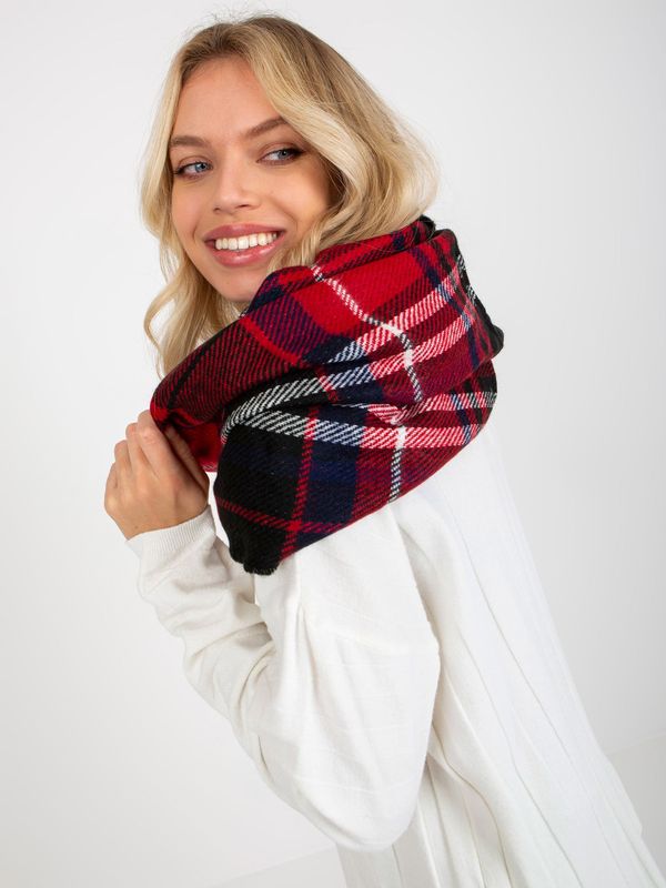 Fashionhunters Black and red women's neck warmer with checkered print