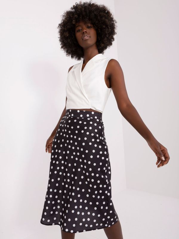 Fashionhunters Black and white polka dot midi skirt A-line