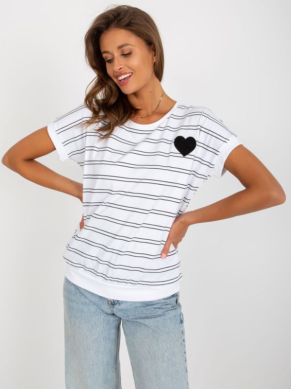Fashionhunters Black and white striped blouse with patch