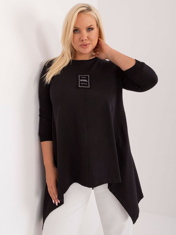 Fashionhunters Black asymmetrical cotton blouse plus size
