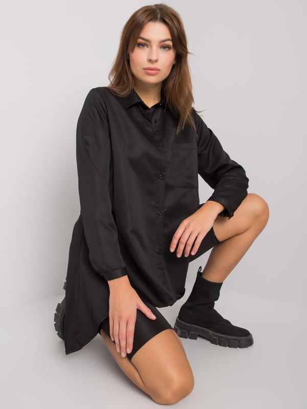 Fashionhunters Black asymmetrical women's shirt
