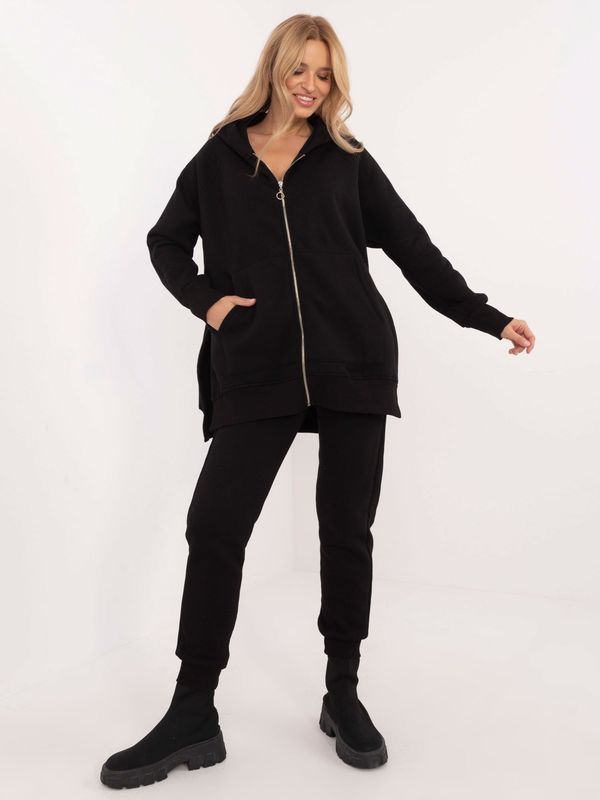 Fashionhunters Black basic tracksuit with zip-up sweatshirt